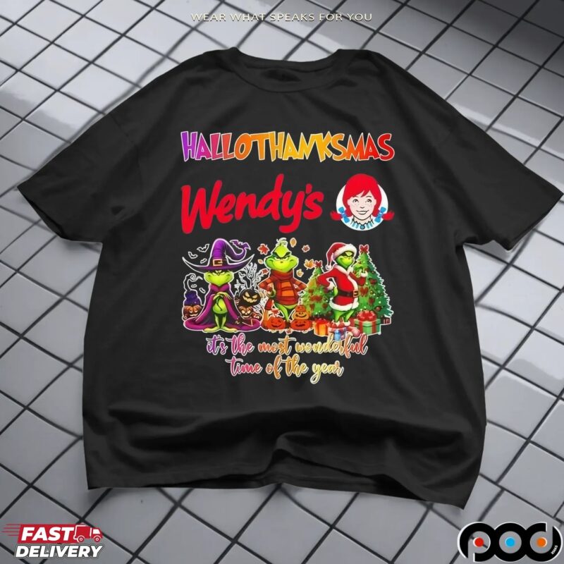 Grinch Wendy's Happy Hallothanksmas It's The Most Wonderful Time Of The Year Halloween Christmas T Shirt