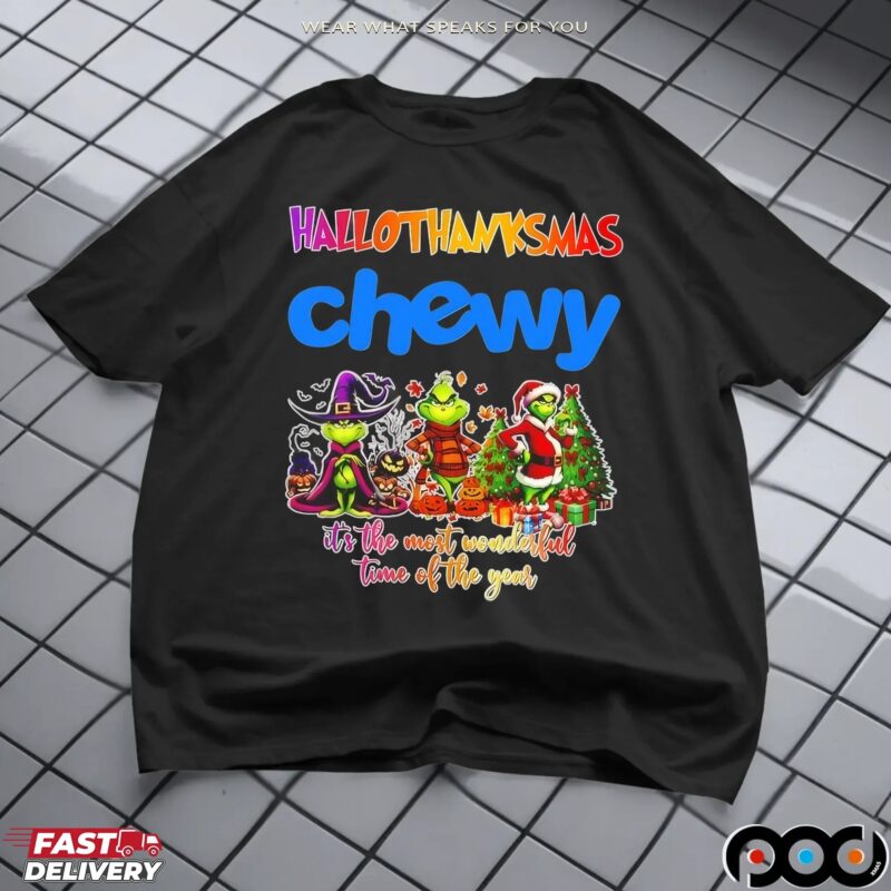 Grinch Hallothanksmas Chewy It's The Most Wonderful Time Of The Year Halloween Christmas Halloween T Shirt