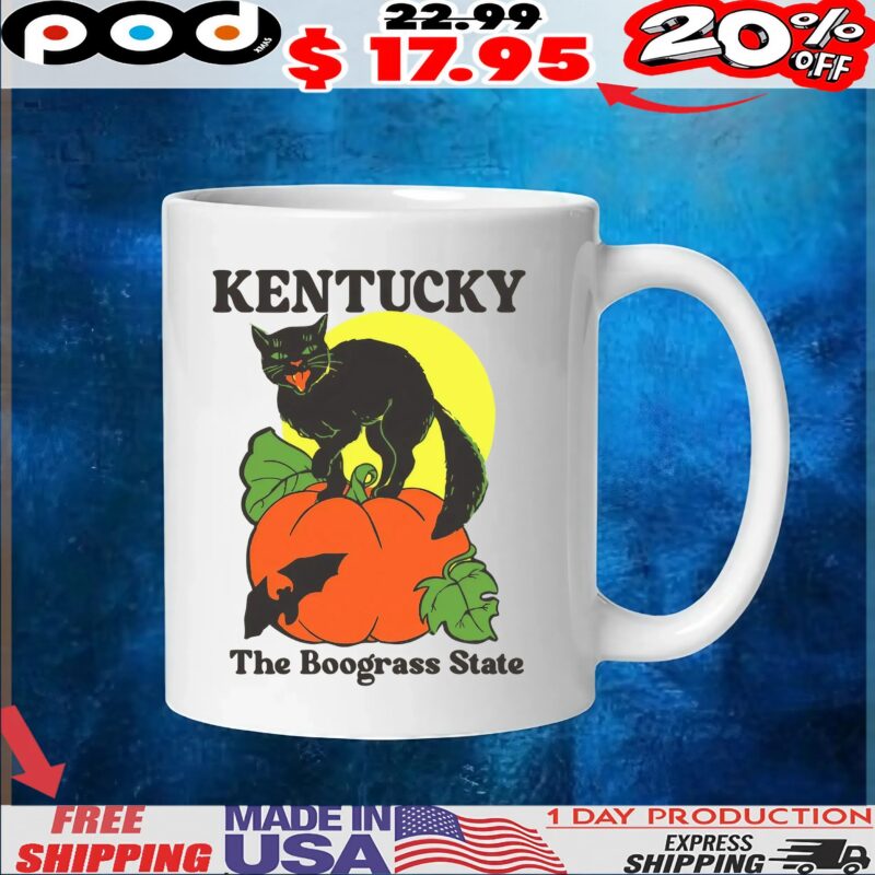 Kentucky The Boograss State Black Cat Pumpkin Halloween T Shirt