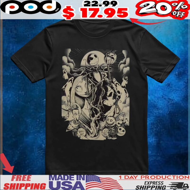 The Nightmare Before Christmas Tonal Group Poster T-Shirt