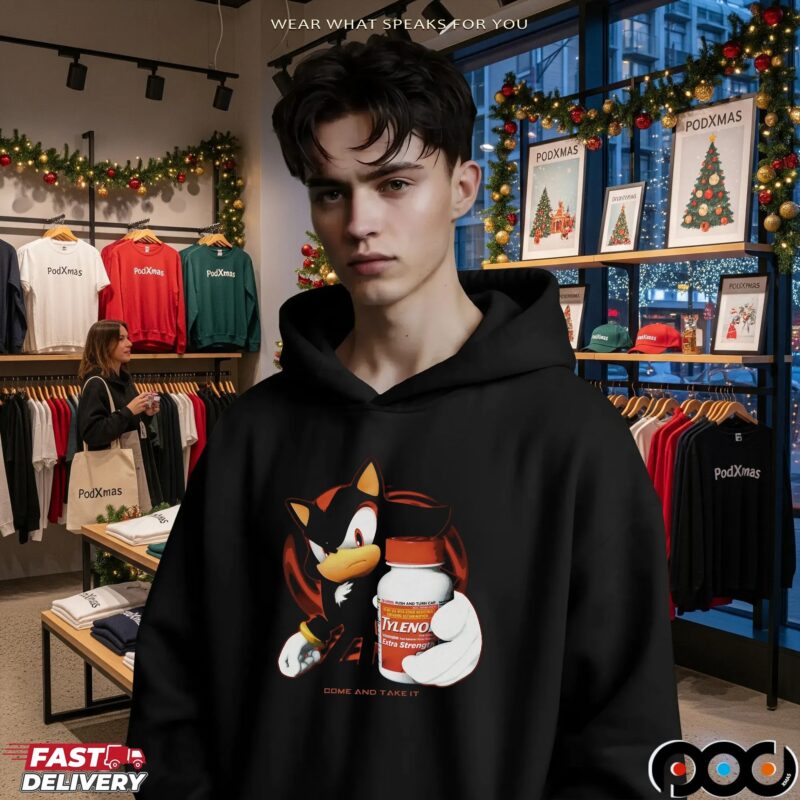 Shadow the Hedgehog Holding Tylenol Come and Take It Sonic Mashup T Shirt