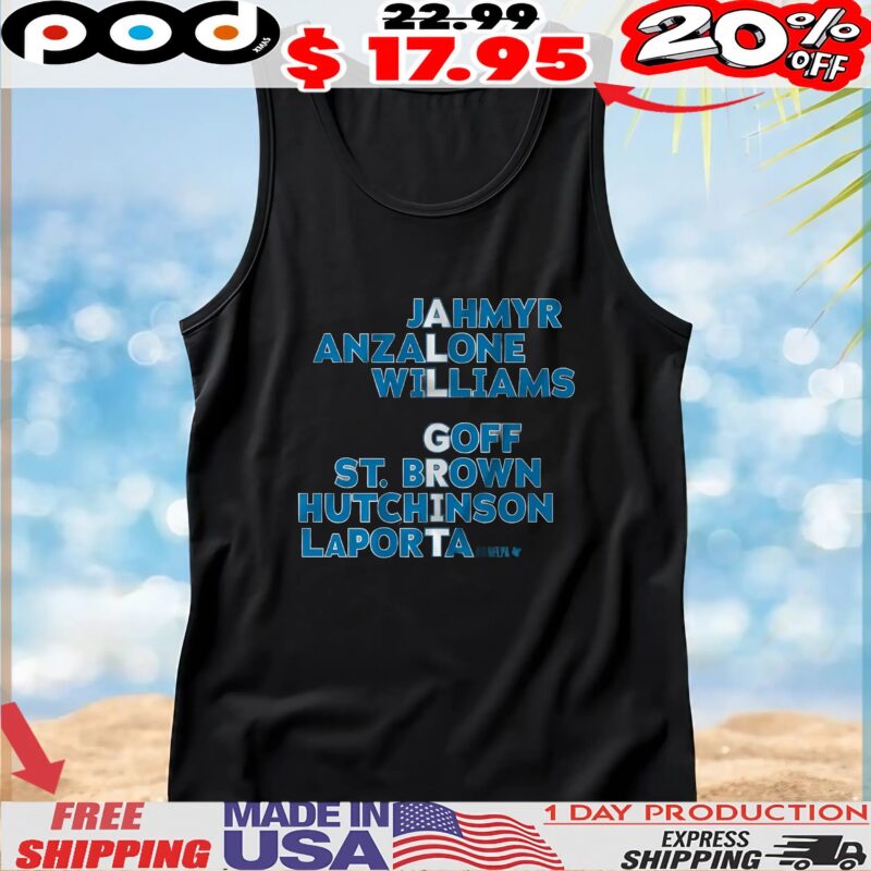 Detroit All Grit Jahmyr Anzalone Williams Goff St Brown Hutchinson Laporta Sang Names T Shirt