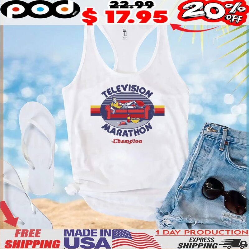 Television Marathon Champion Stripe Meme T Shirt