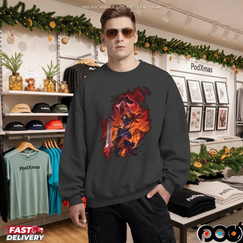 Ghostface Fire In The Night Halloween T Shirt