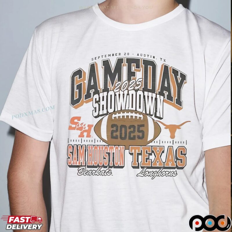 Gameday Showdown Sam Houston State Bearkats And Texas Longhorns Football 2025 Vintage T Shirt