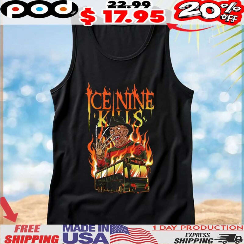Ice Nine Kills Tasmanian Devil In A Tour Bus Fire Kim Dracula Flame T Shirt
