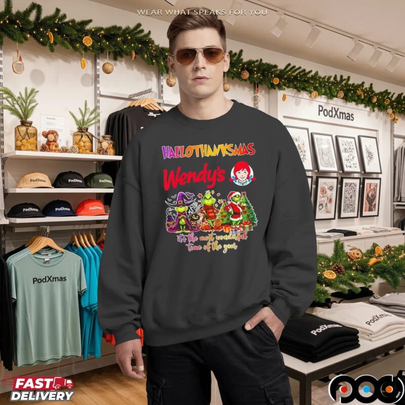Grinch Wendy's Happy Hallothanksmas It's The Most Wonderful Time Of The Year Halloween Christmas T Shirt