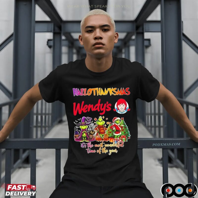 Grinch Wendy's Happy Hallothanksmas It's The Most Wonderful Time Of The Year Halloween Christmas T Shirt