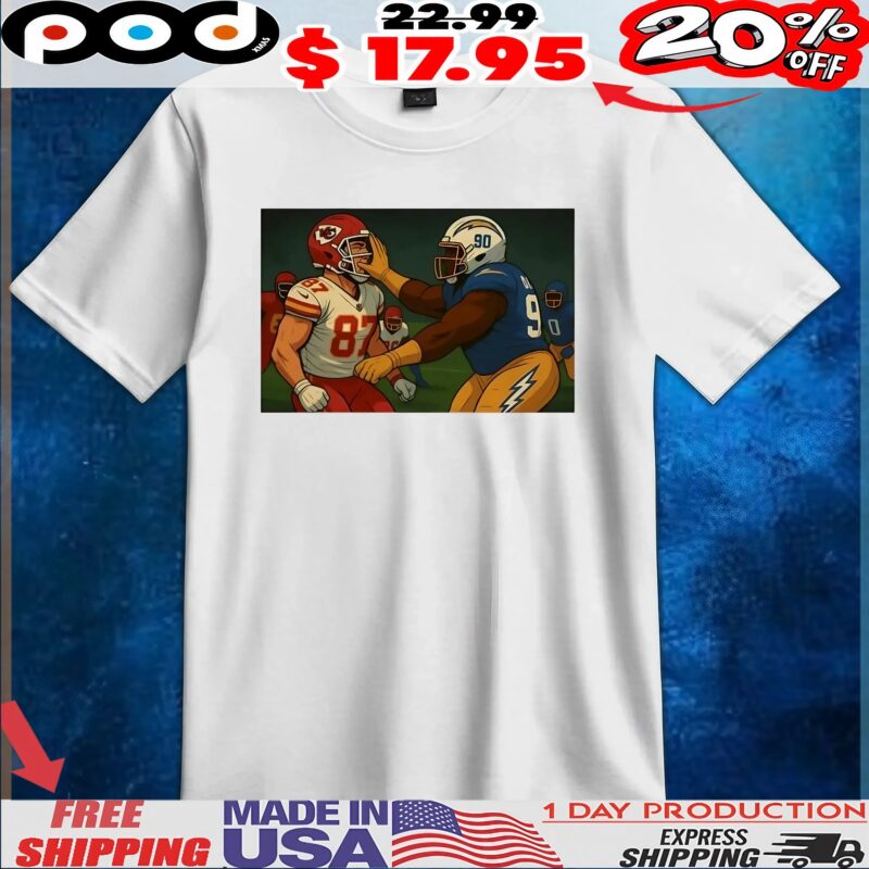 Travis Kelce Smacked By Chargers Cartoon T Shirt