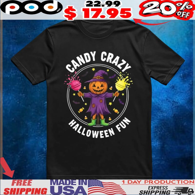 Halloween Candy Crazy Pumpkin T Shirt