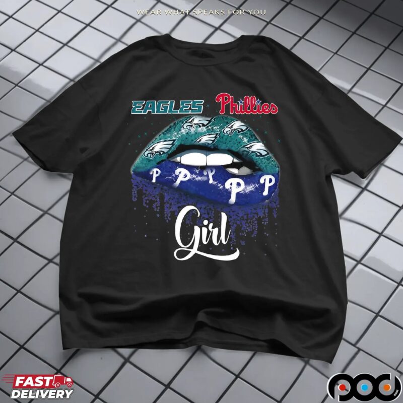 Philadelphia Sports Eagles X Phillies Girl Lips Mashup T Shirt