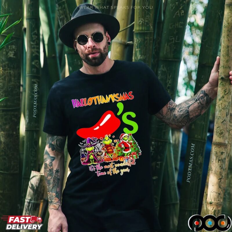 Grinch Hallothanksmas Chili's It's The Most Wonderful Time Of The Year Merry Christmas T Shirt