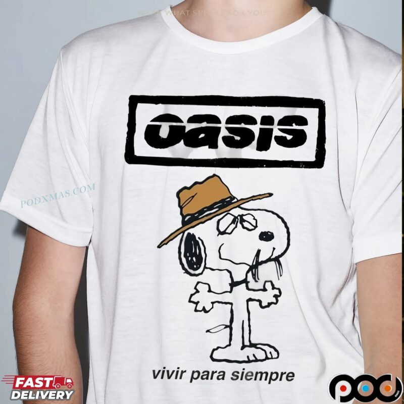 Snoopy Oasis Live Forever Vivir Para Siempre Mashup T Shirt