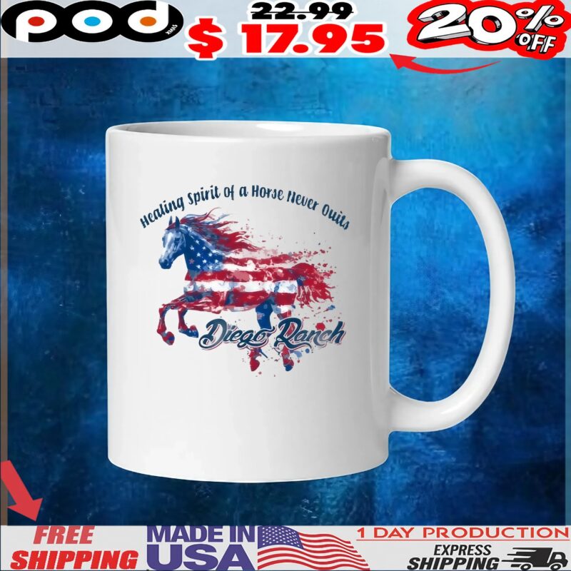 Healing Spirit of a Horse Never Quits Diego Ranch Flag T Shirt