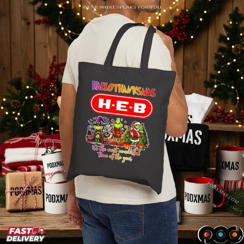 Grinch X H-E-B Grocery Hallothanksmas It's The Most Wonderful Time Of The Year Happy Halloween Christmas Mashup T Shirt