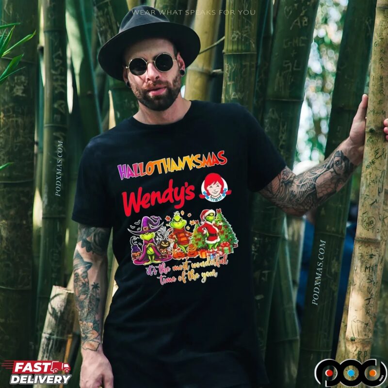 Grinch Wendy's Happy Hallothanksmas It's The Most Wonderful Time Of The Year Halloween Christmas T Shirt