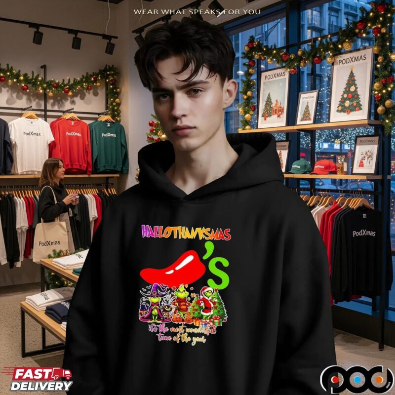 Grinch Hallothanksmas Chili's It's The Most Wonderful Time Of The Year Merry Christmas T Shirt