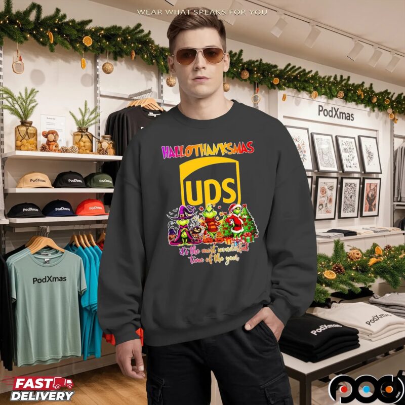 Hallothanksmas UPS and Grinch It's The Most Wonderful Time Of The Year Halloween Christmas Mashup T Shirt