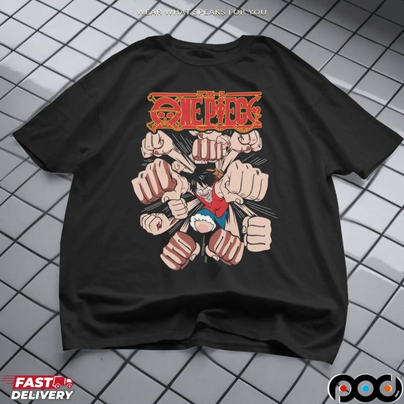 One Piece Luffy Gatling Punch Anime Manga T Shirt