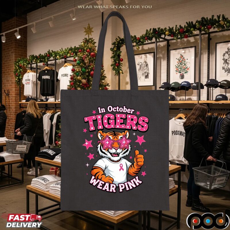 In October Tigers Wear Pink Breast Cancer Awareness School Spirit T Shirt