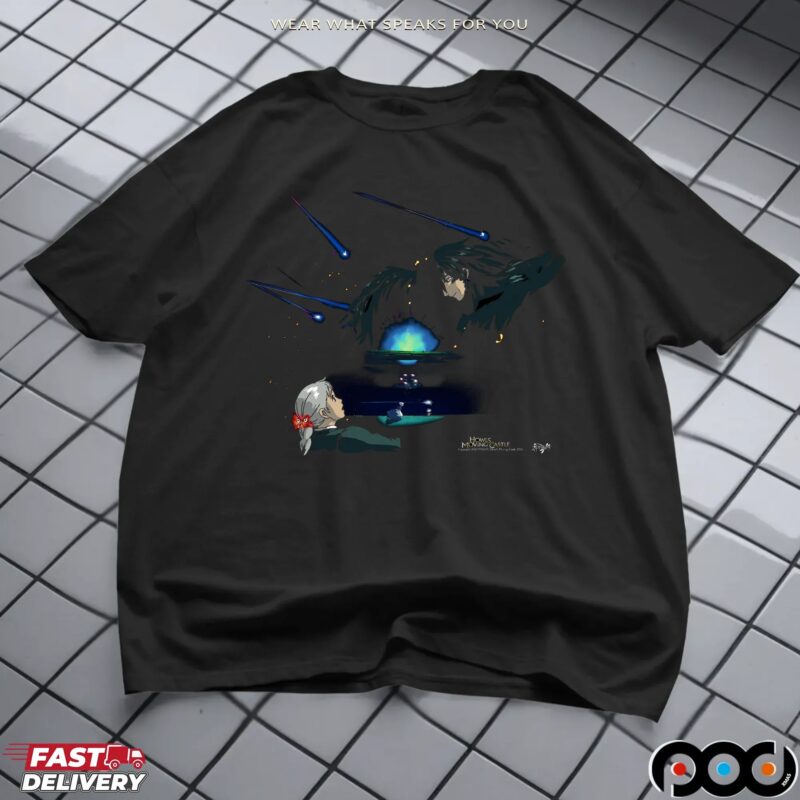 Howl’s Moving Castle Starfall Sophie And Howl Magical Night Sky 2dfantasy Graphic T Shirt