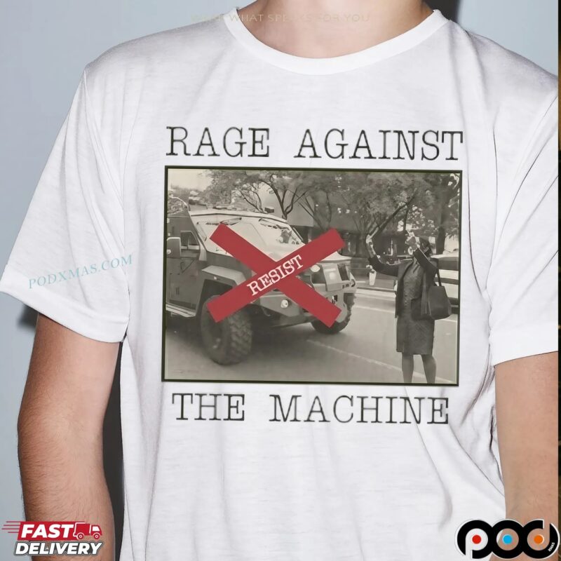 Resist Rage Against The Machine Vintage New York Woman Photo T Shirt