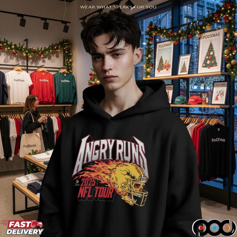 Angry Runs 2025 NFL Tour Helmet Skull Vintage T Shirt