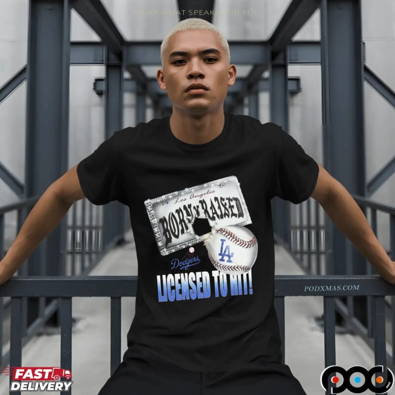 Los Angeles Dodgers New Era Born and Raised Licensed To Hit Mashup T Shirt