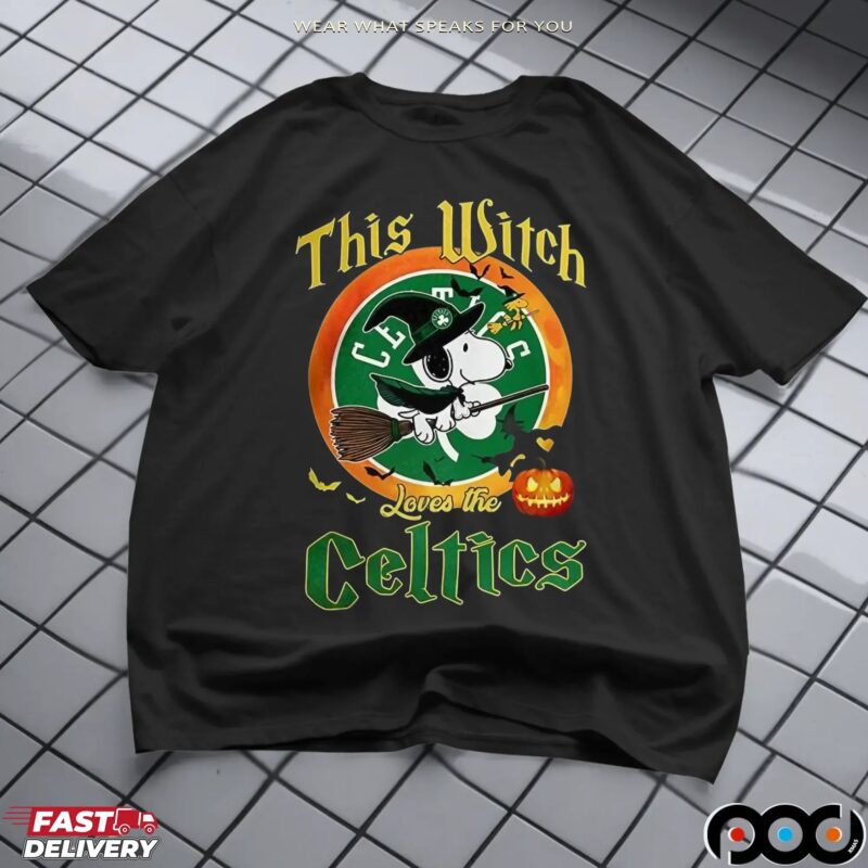 Snoopy This Witch Loves The Boston Celtics Halloween T Shirt