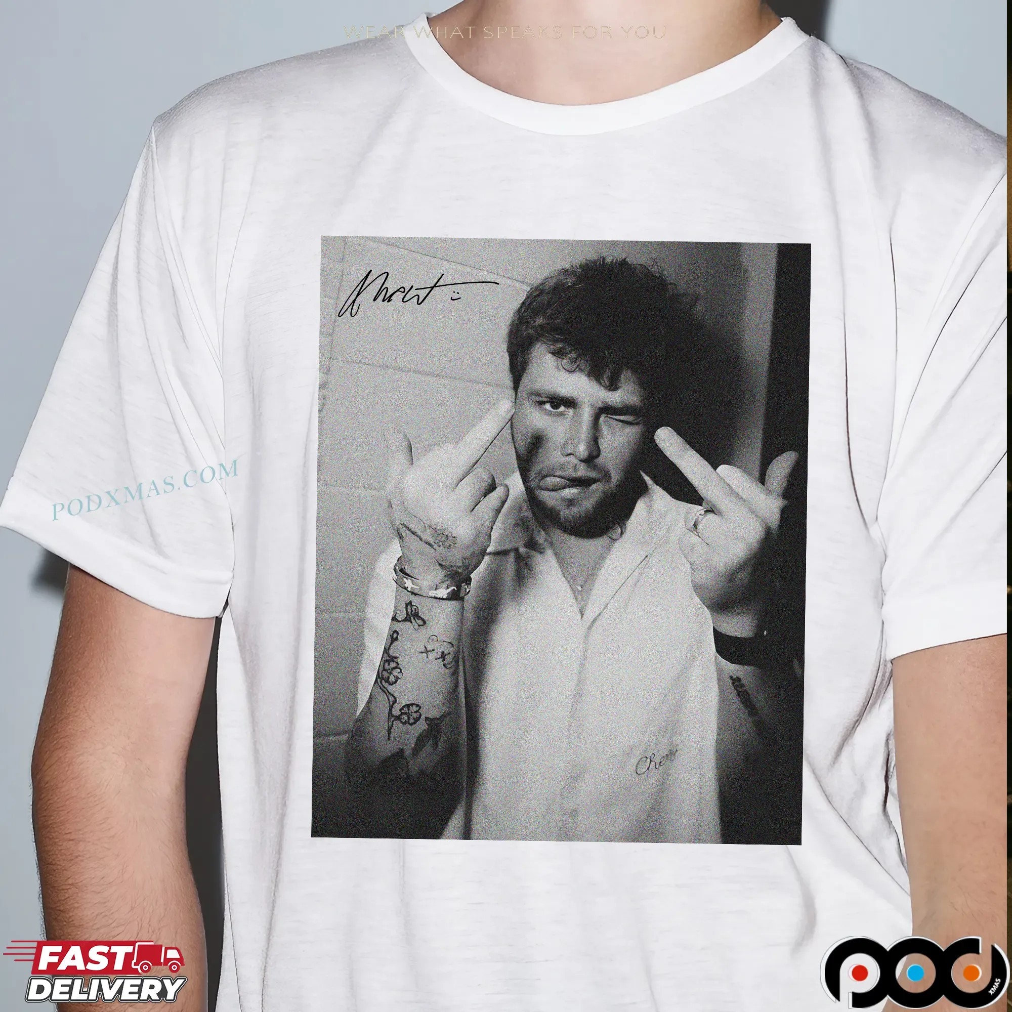 Alex Warren Middle Fingers Shadow Photo Tour Merch T Shirt