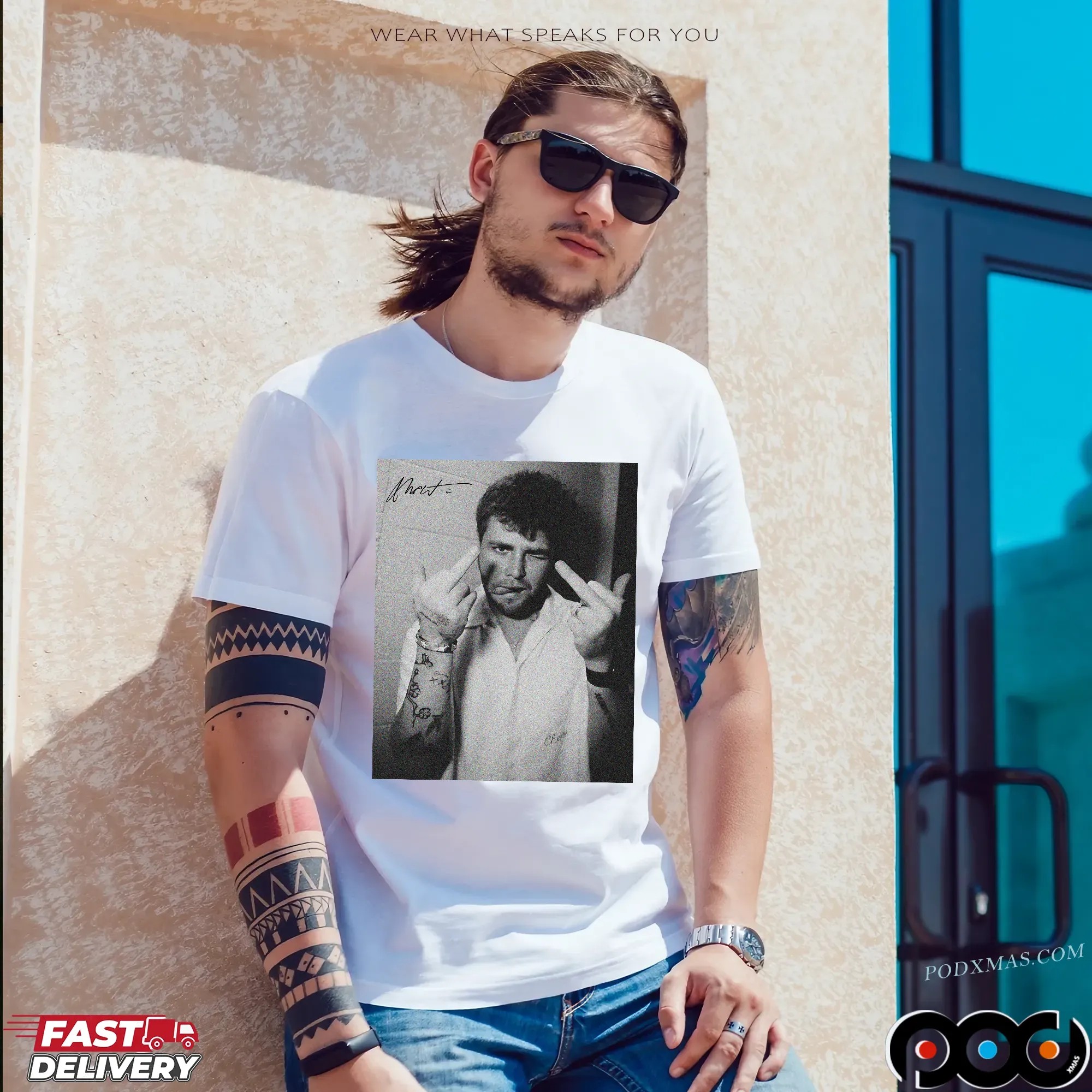 Alex Warren Middle Fingers Shadow Photo Tour Merch T Shirt