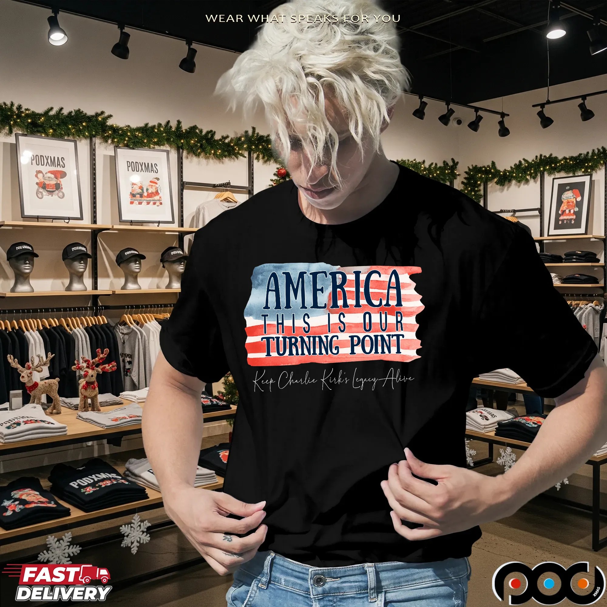 America This Is Our Turning Point Keep Charlie Kirk's Legacy Alive Flag T Shirt