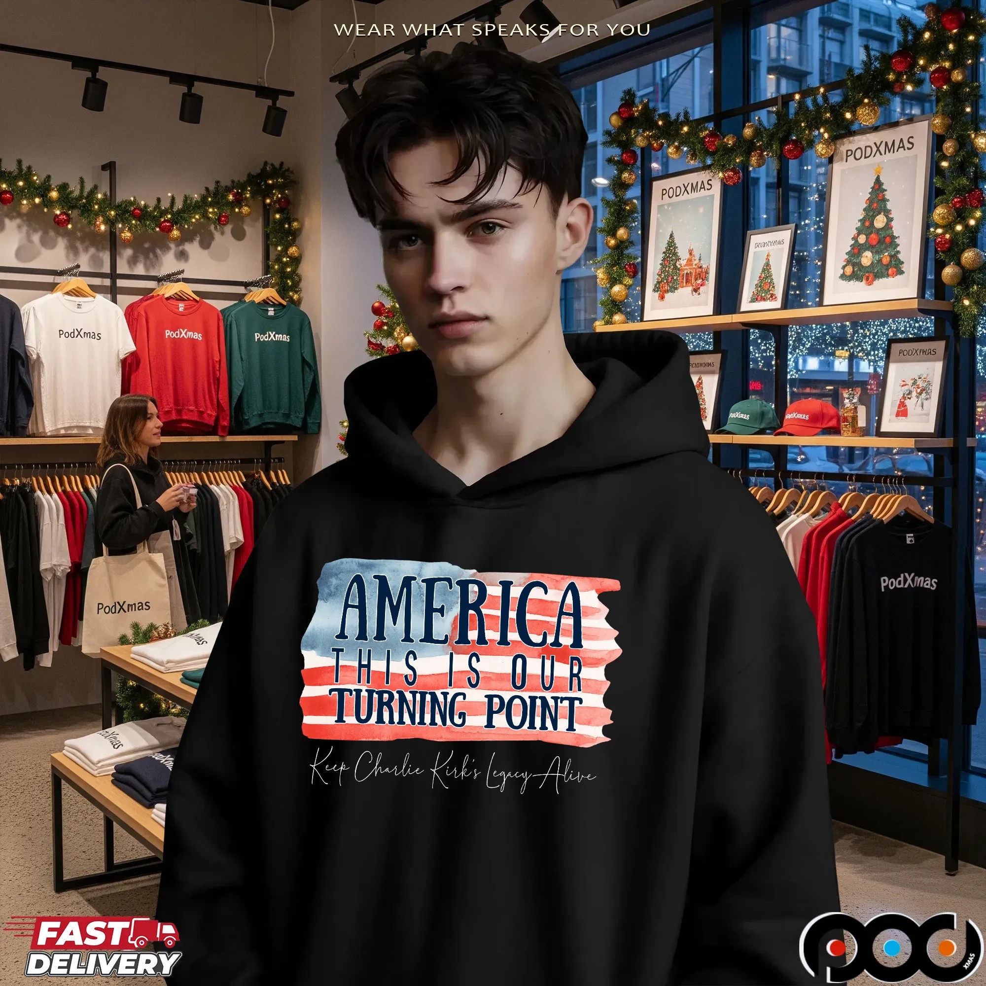 America This Is Our Turning Point Keep Charlie Kirk's Legacy Alive Flag T Shirt