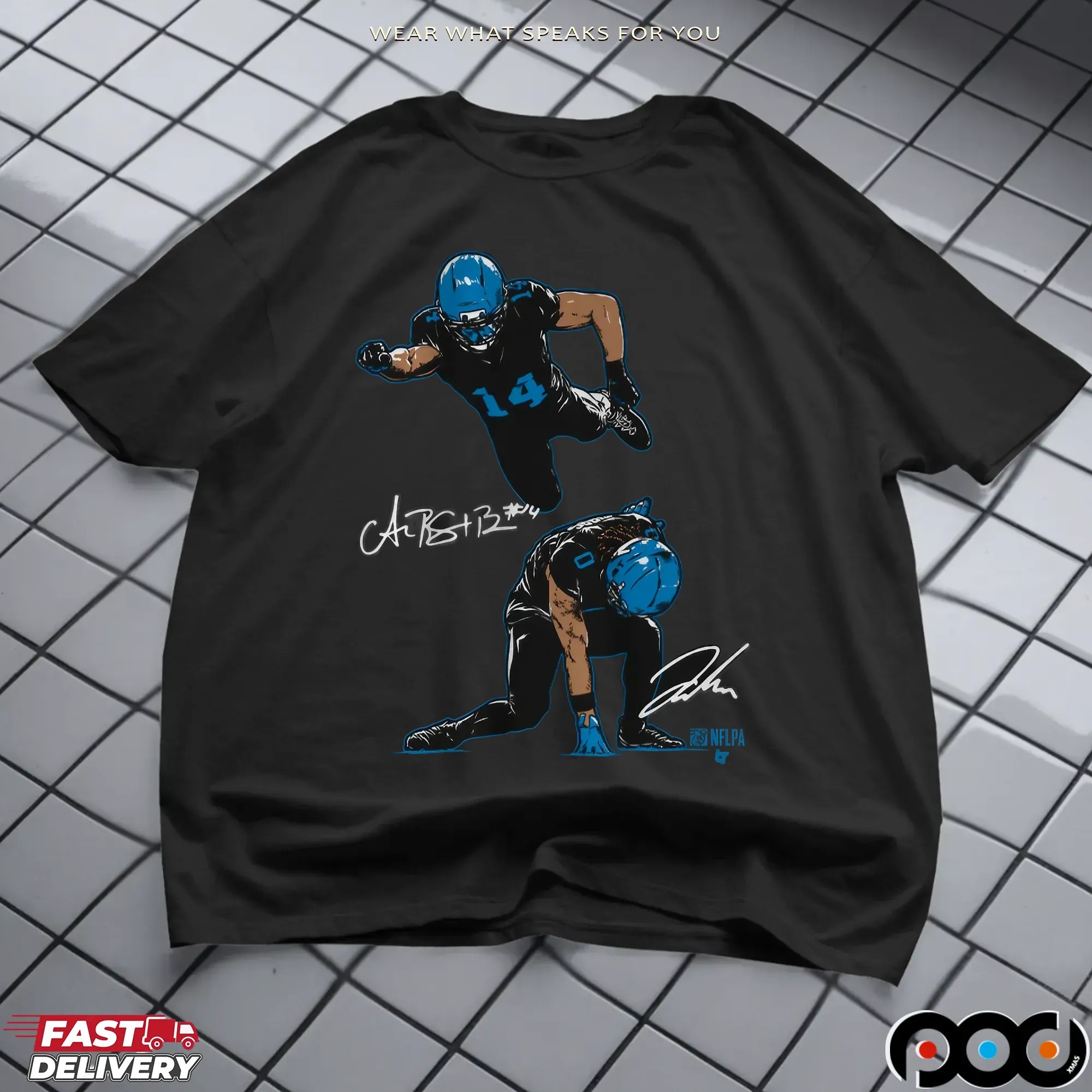 Amon-Ra St. Brown & Jahmyr Gibbs Superheroes Signatures T Shirt
