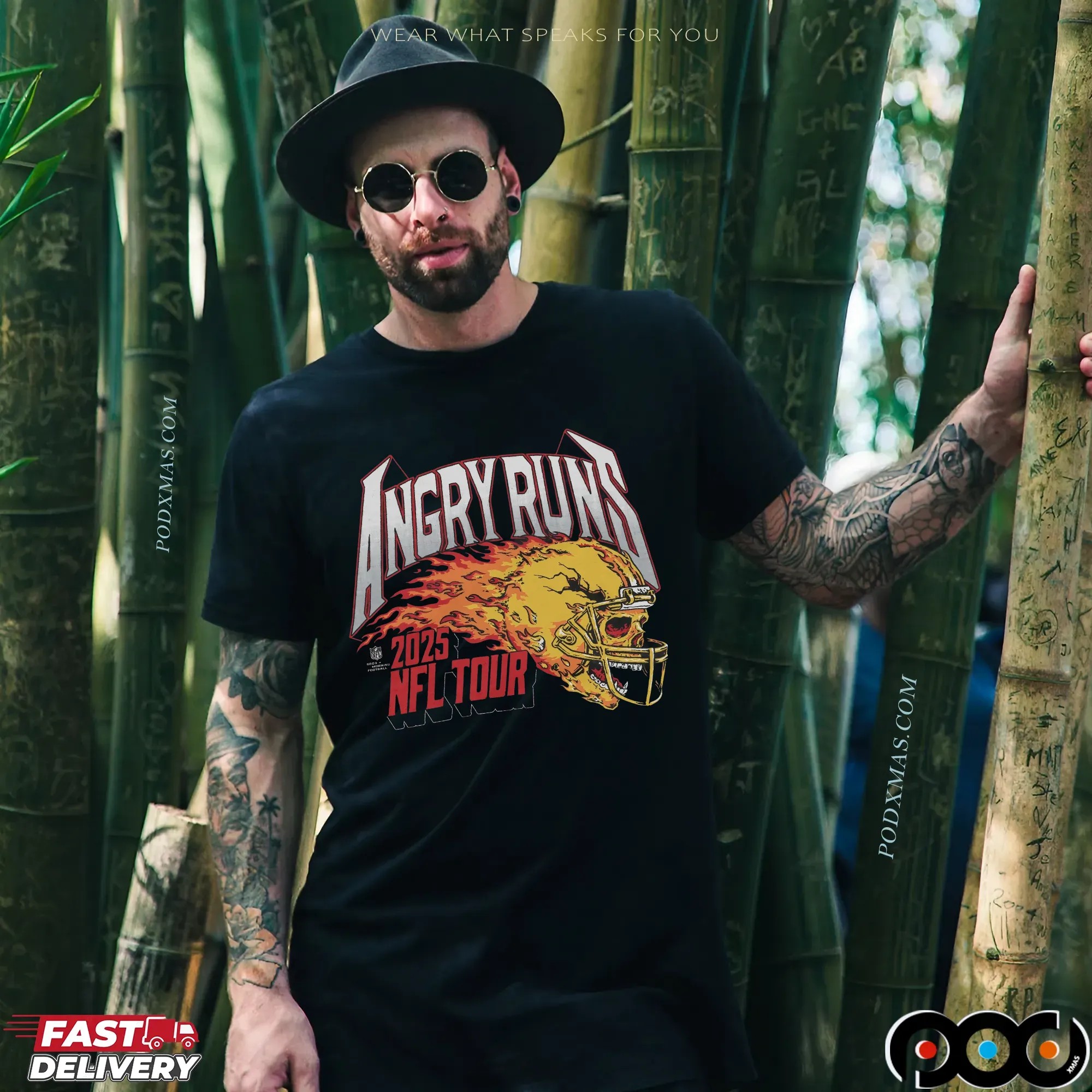 Angry Runs 2025 NFL Tour Helmet Skull Vintage T Shirt