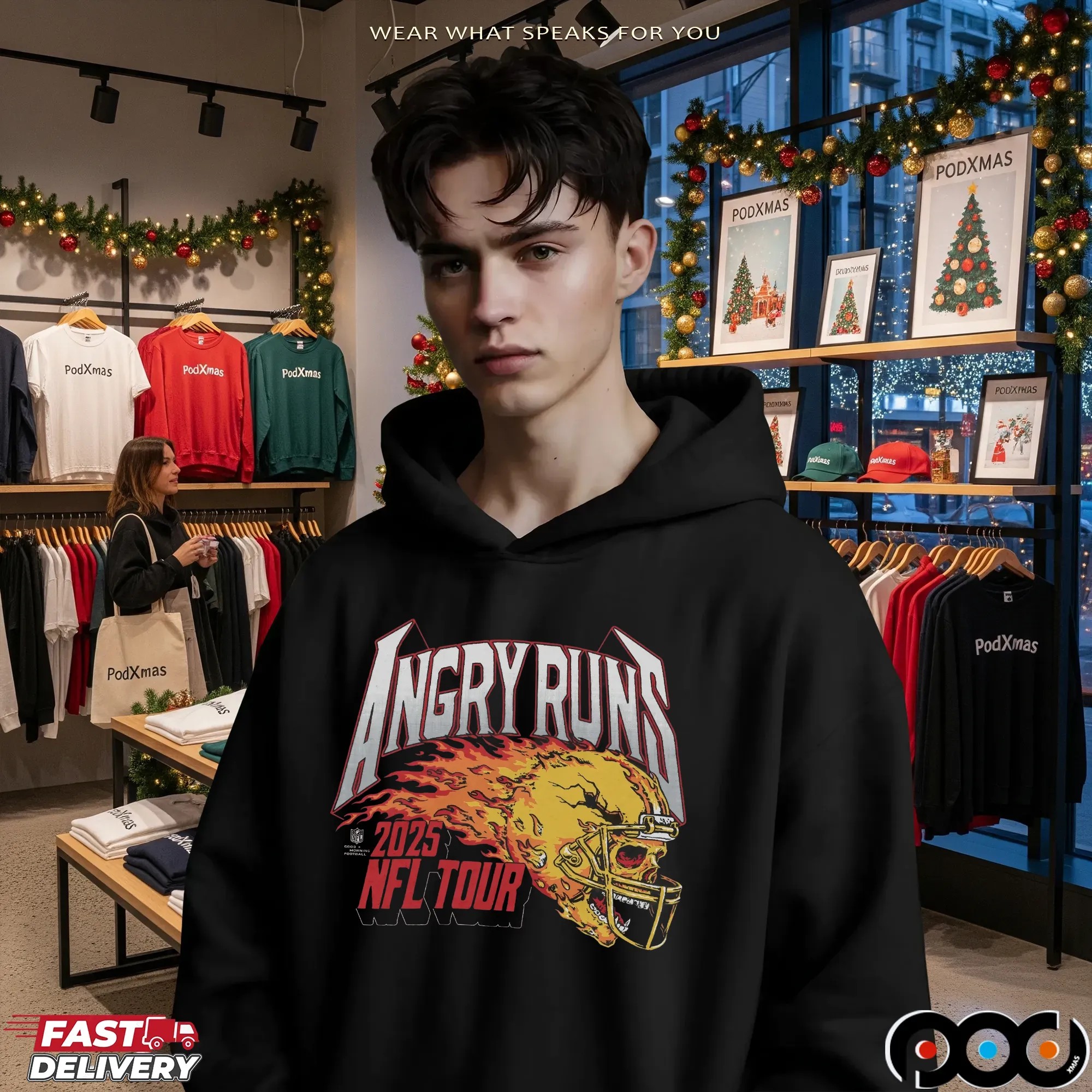 Angry Runs 2025 NFL Tour Helmet Skull Vintage T Shirt