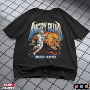 Angry Runs Angeles Chargers Omarion Hampton 2025 T Shirt