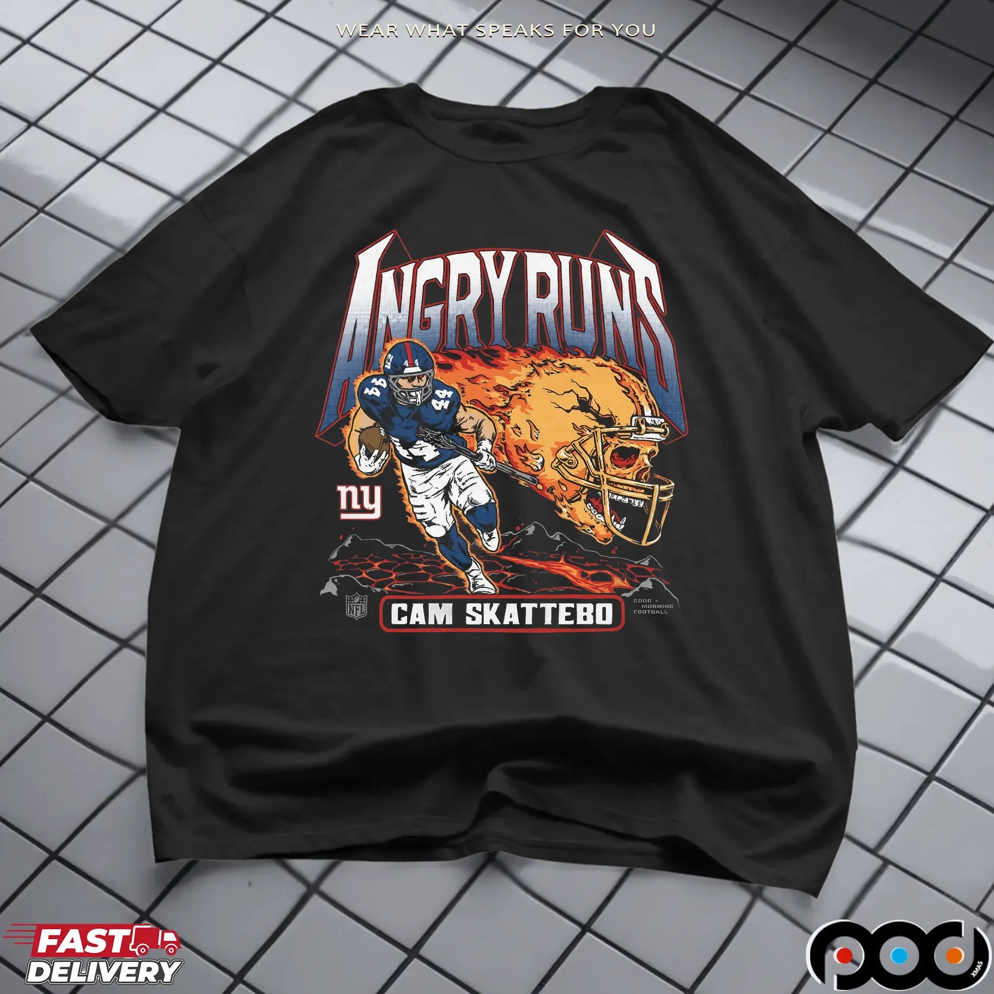 Angry Runs New York Giants Cam Skattebo 2025 T Shirt