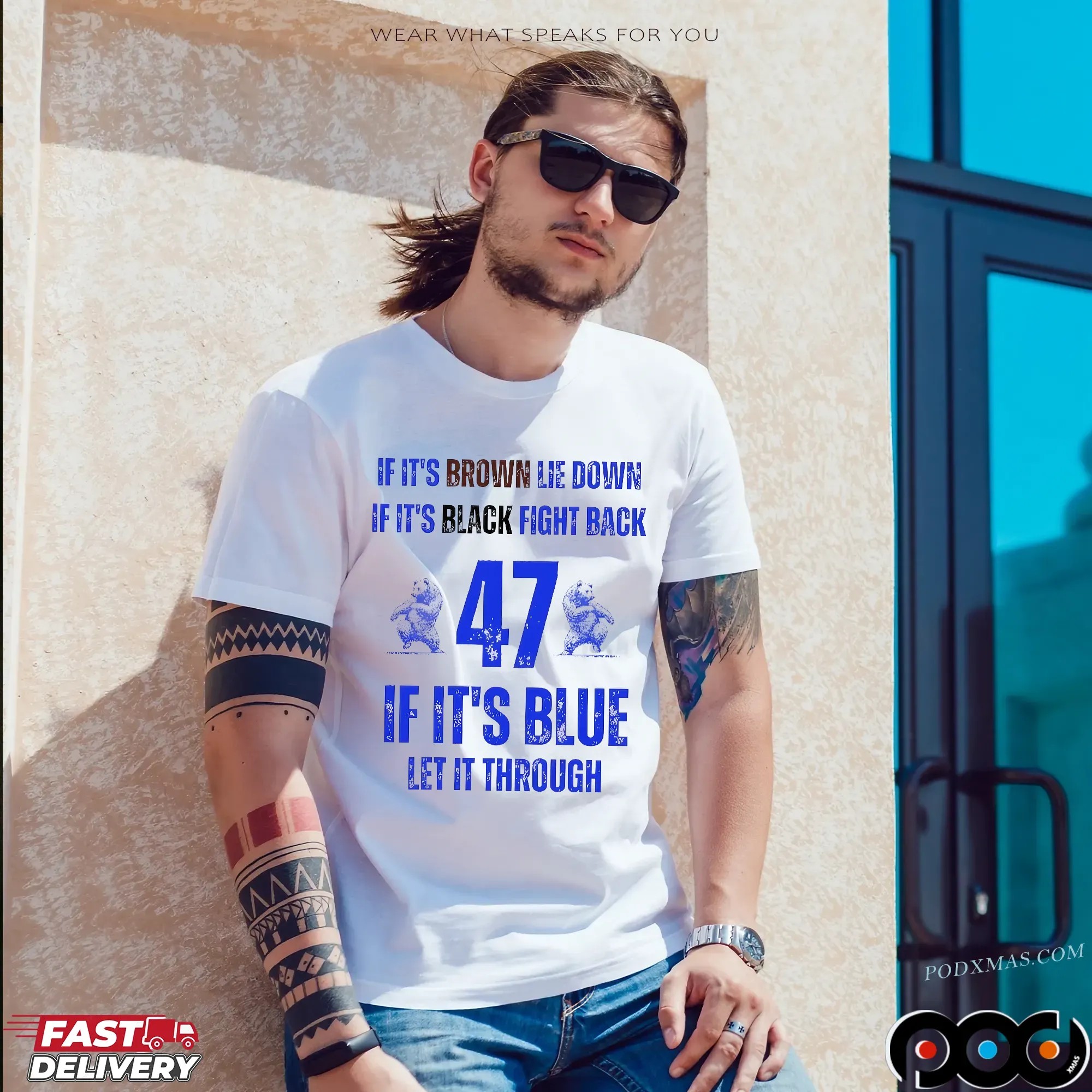 BYU Cougars Football If It’s Brown Lie Down If It’s Black Fight Back 47 If It’s Blue Let It Through Text T Shirt