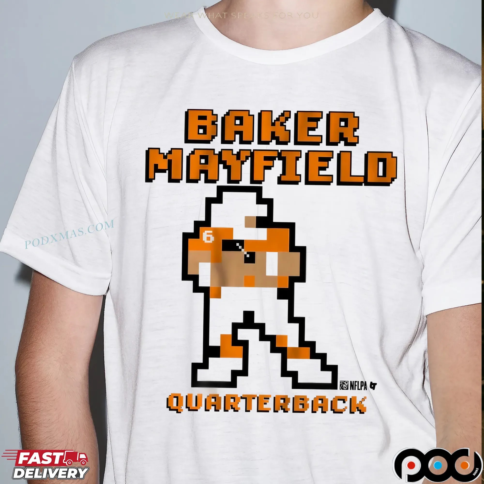 Baker Mayfield Quarterback Retro Baller Pixel T Shirt