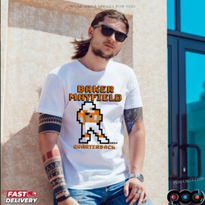 Baker Mayfield Quarterback Retro Baller Pixel T Shirt