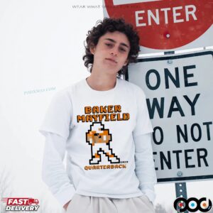 Baker Mayfield Quarterback Retro Baller Pixel T Shirt