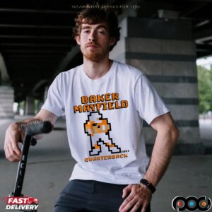 Baker Mayfield Quarterback Retro Baller Pixel T Shirt