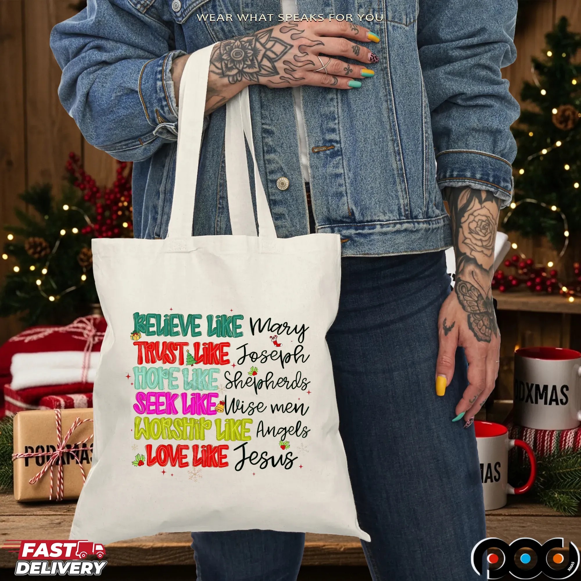 Believe Like Mary Trust Like Joseph Hope Like Shepherds Seek Like Wise Men Worship Like Angels Love Like Jesus Christmas T Shirt