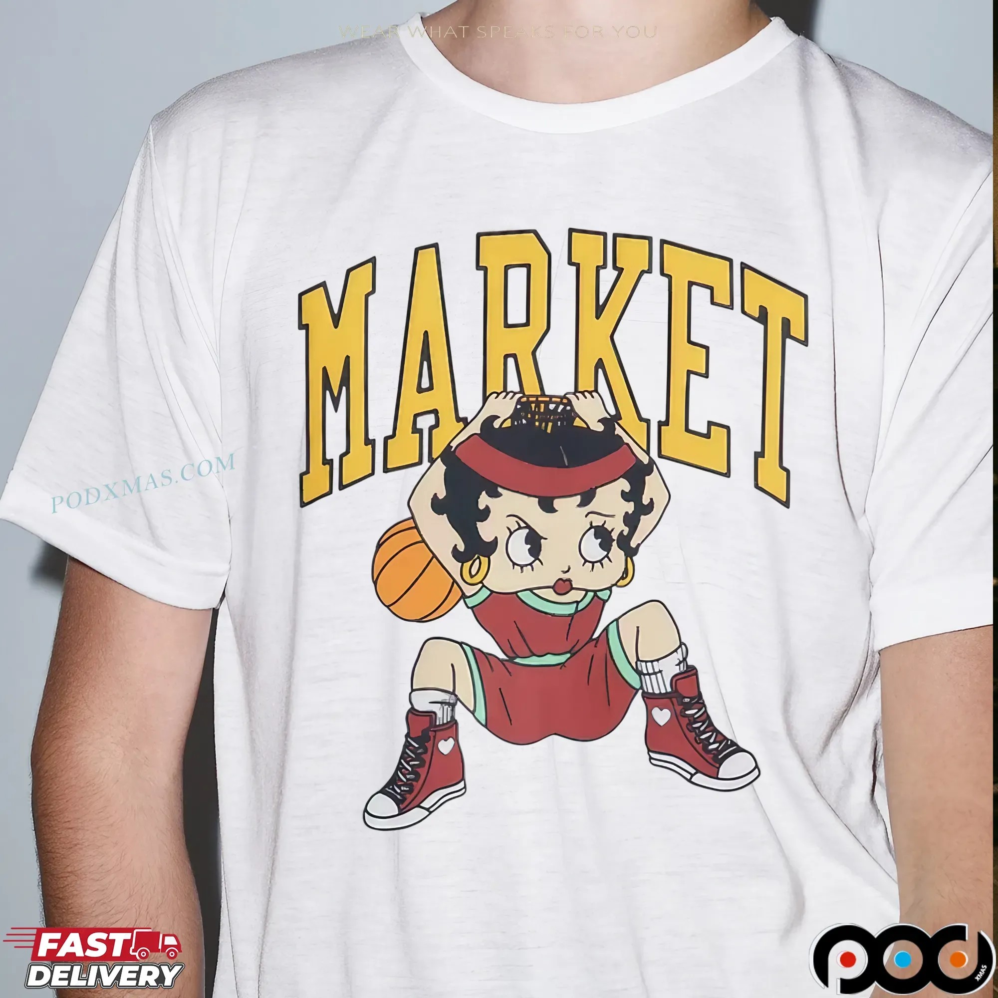 Betty Boop Dunking NBA Graphic T Shirt