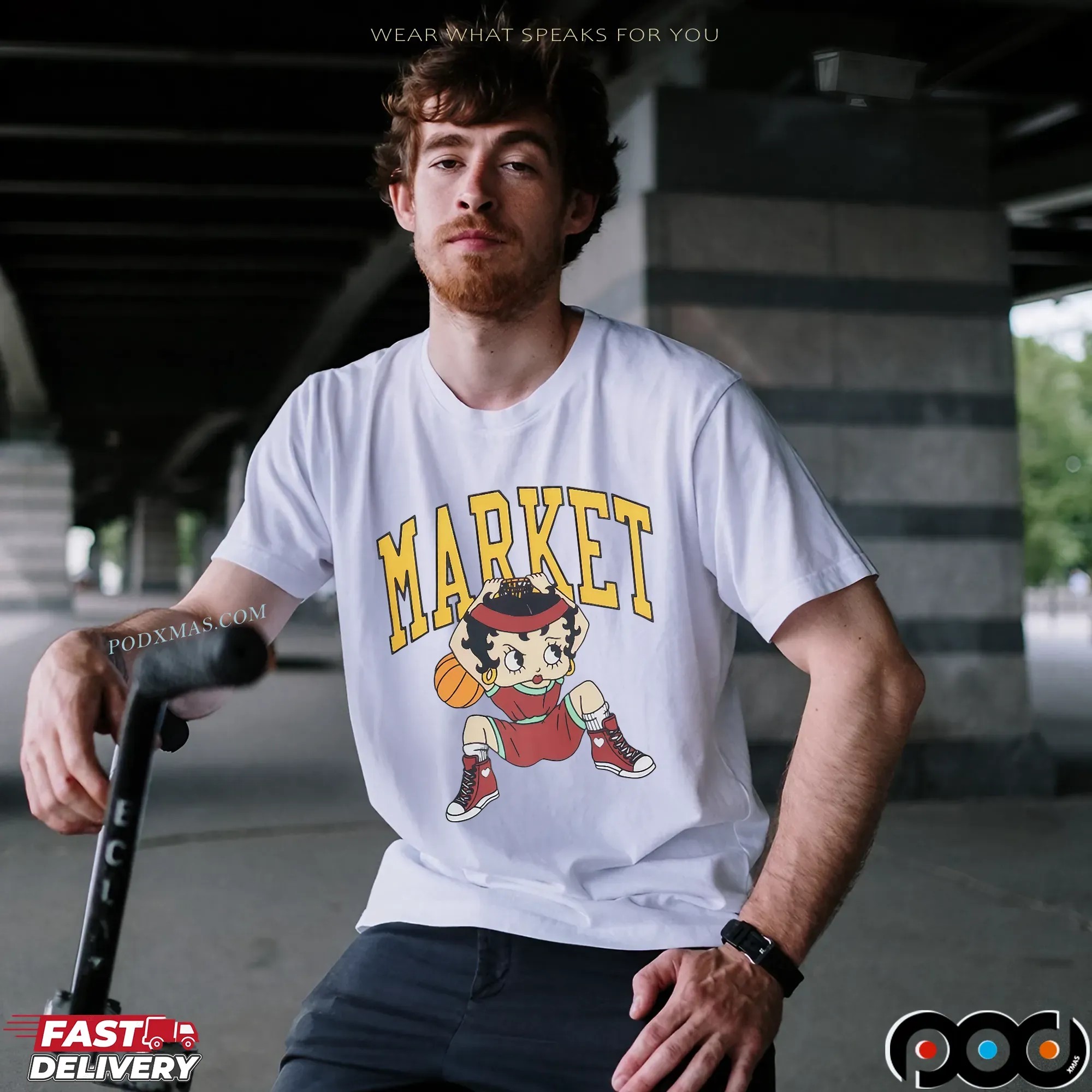 Betty Boop Dunking NBA Graphic T Shirt
