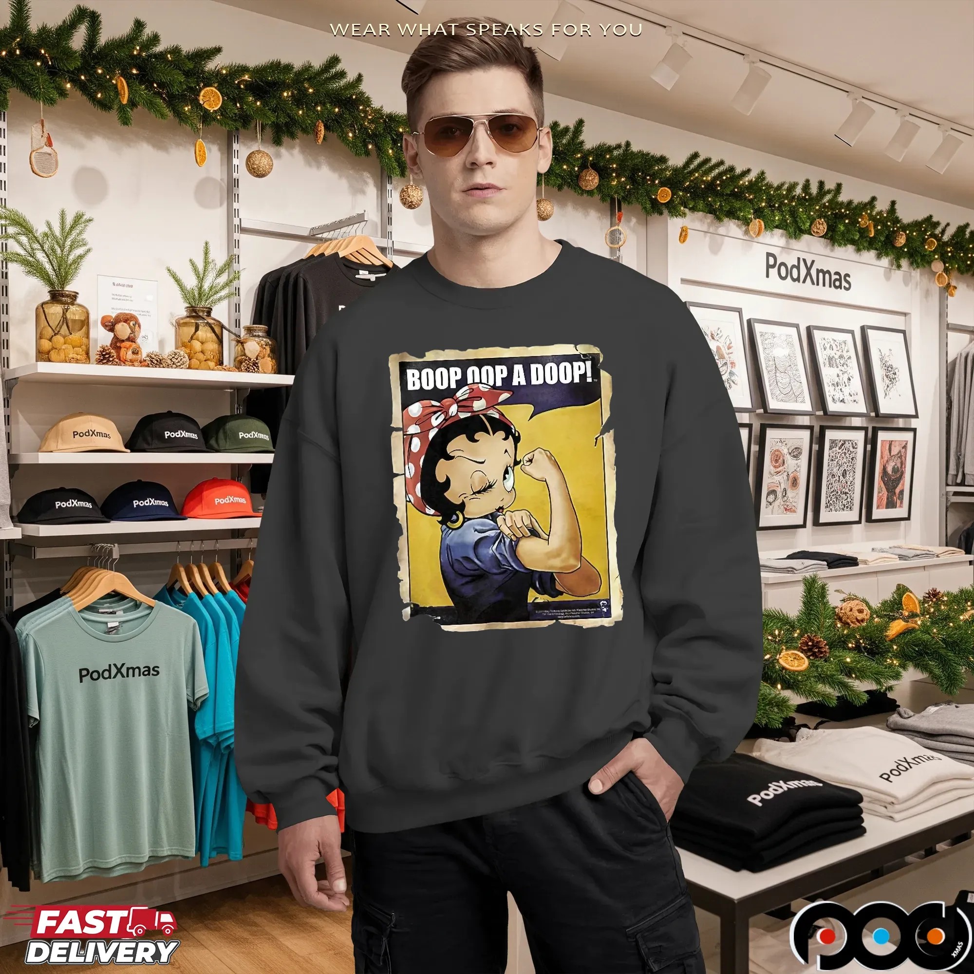 Betty Boop Rosie the Riveter Boop Oop a Doop Parody T Shirt Betty Boop Rosie the Riveter Boop Oop a Doop Parody T Shirt