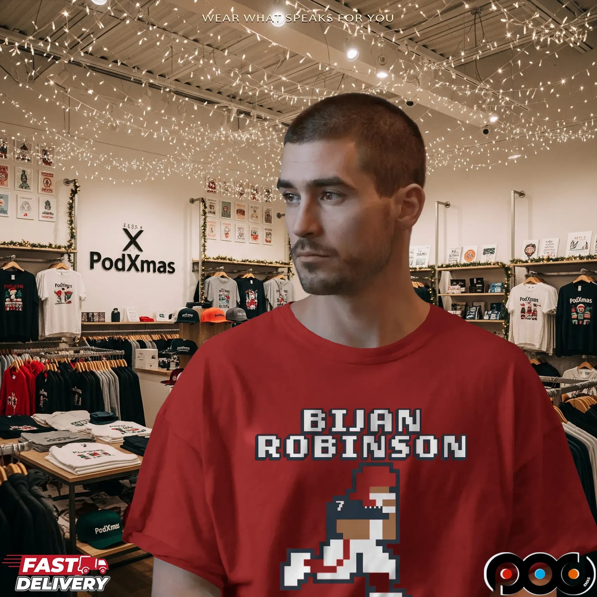 Bijan Robinson Running Back Pixel Game Baller T Shirt