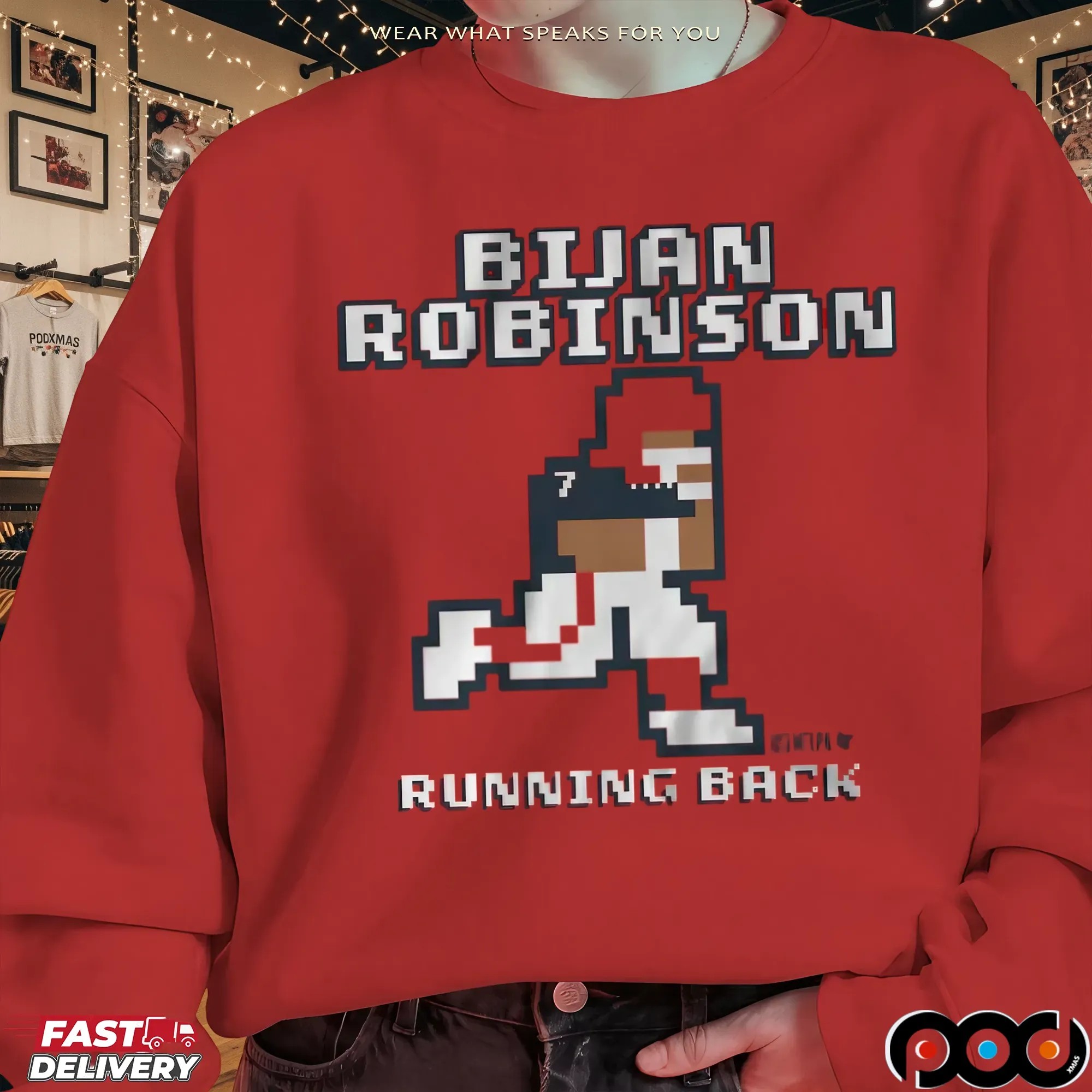 Bijan Robinson Running Back Pixel Game Baller T Shirt