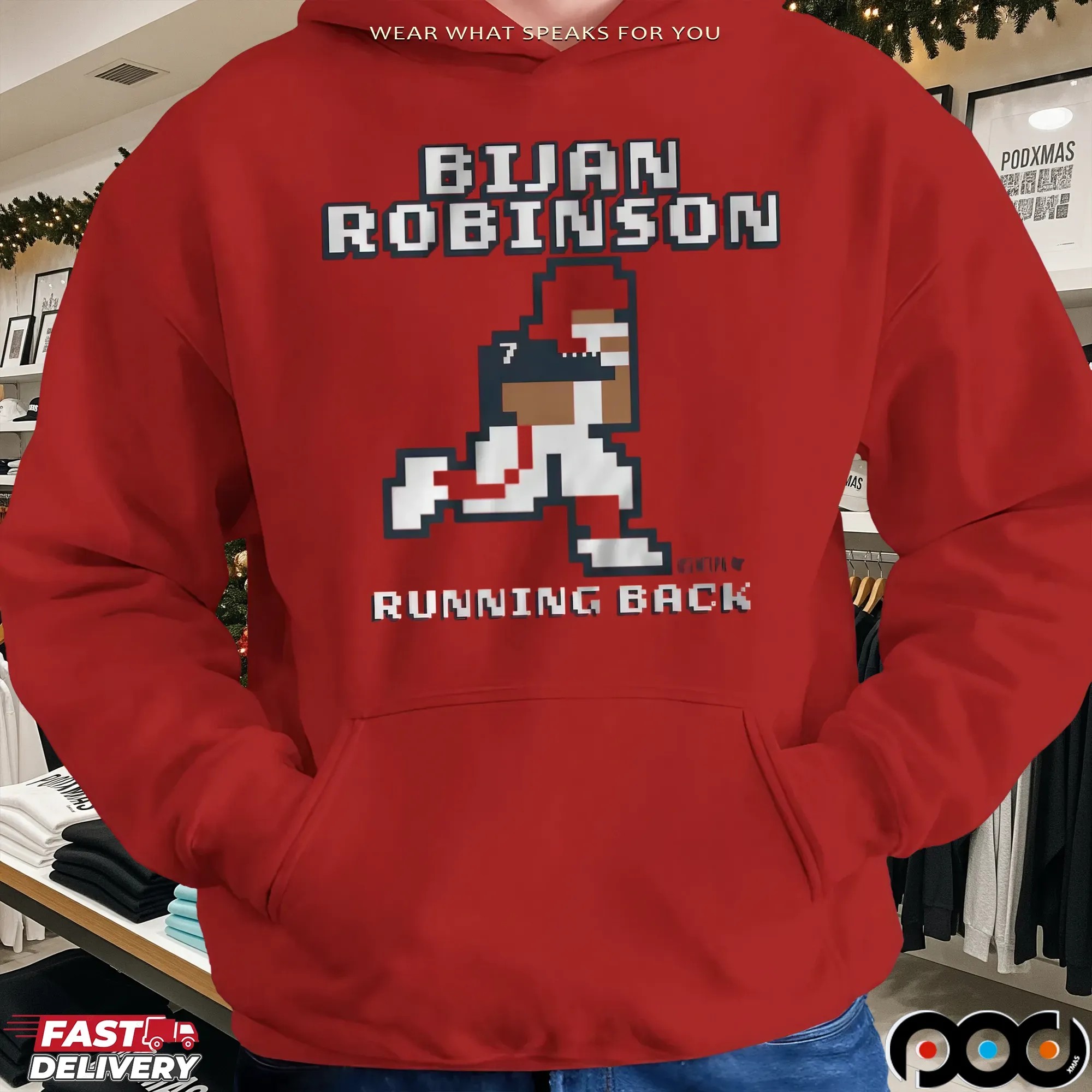 Bijan Robinson Running Back Pixel Game Baller T Shirt